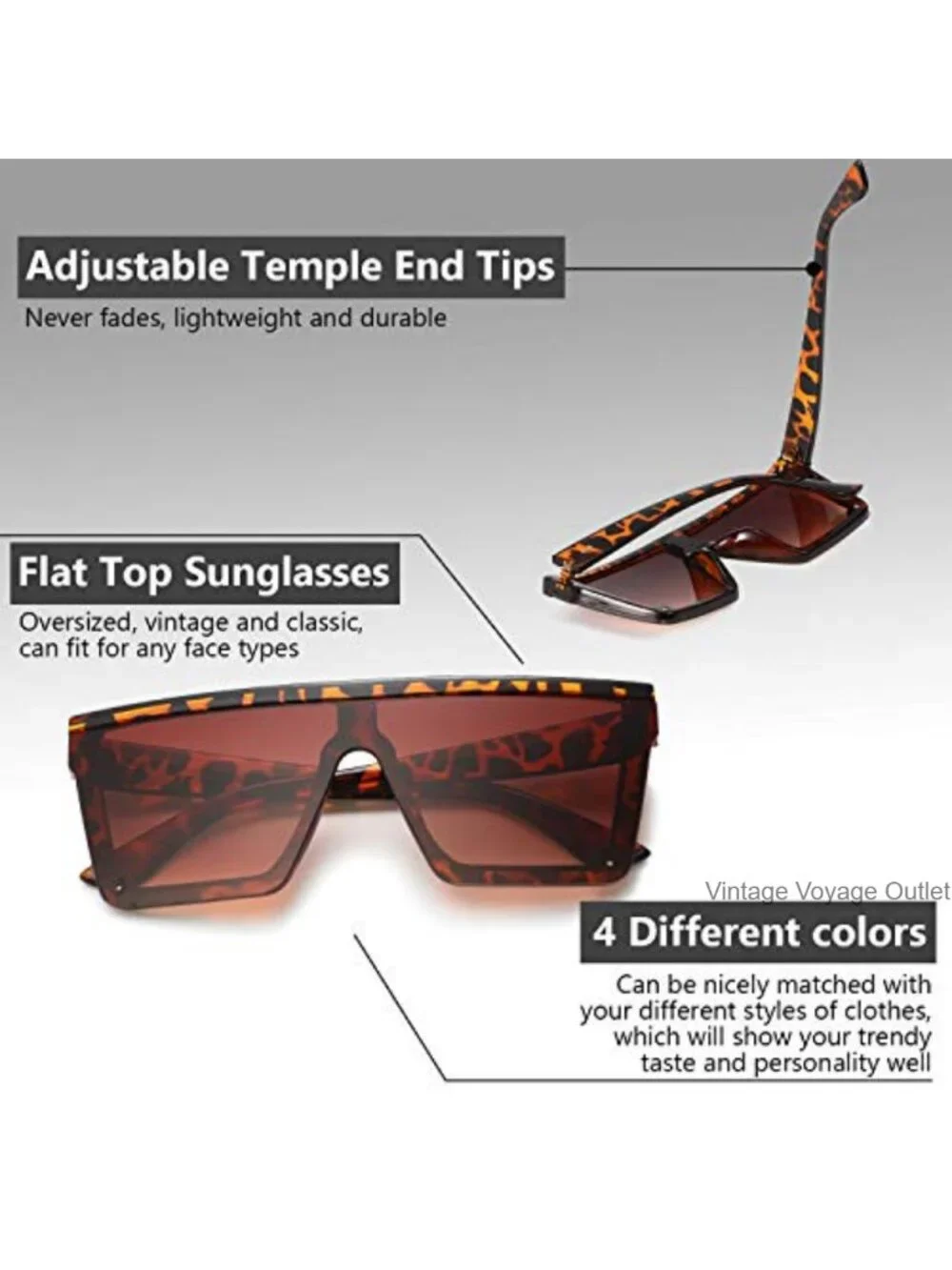 Oversized Square Sunglasses for Women Men 3 Pack Retro Shield
